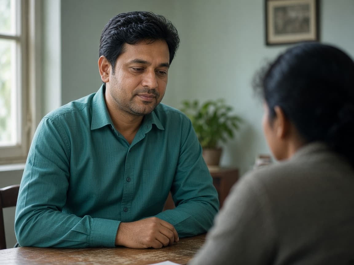 A doctor nodding to a patient across a clinic desk